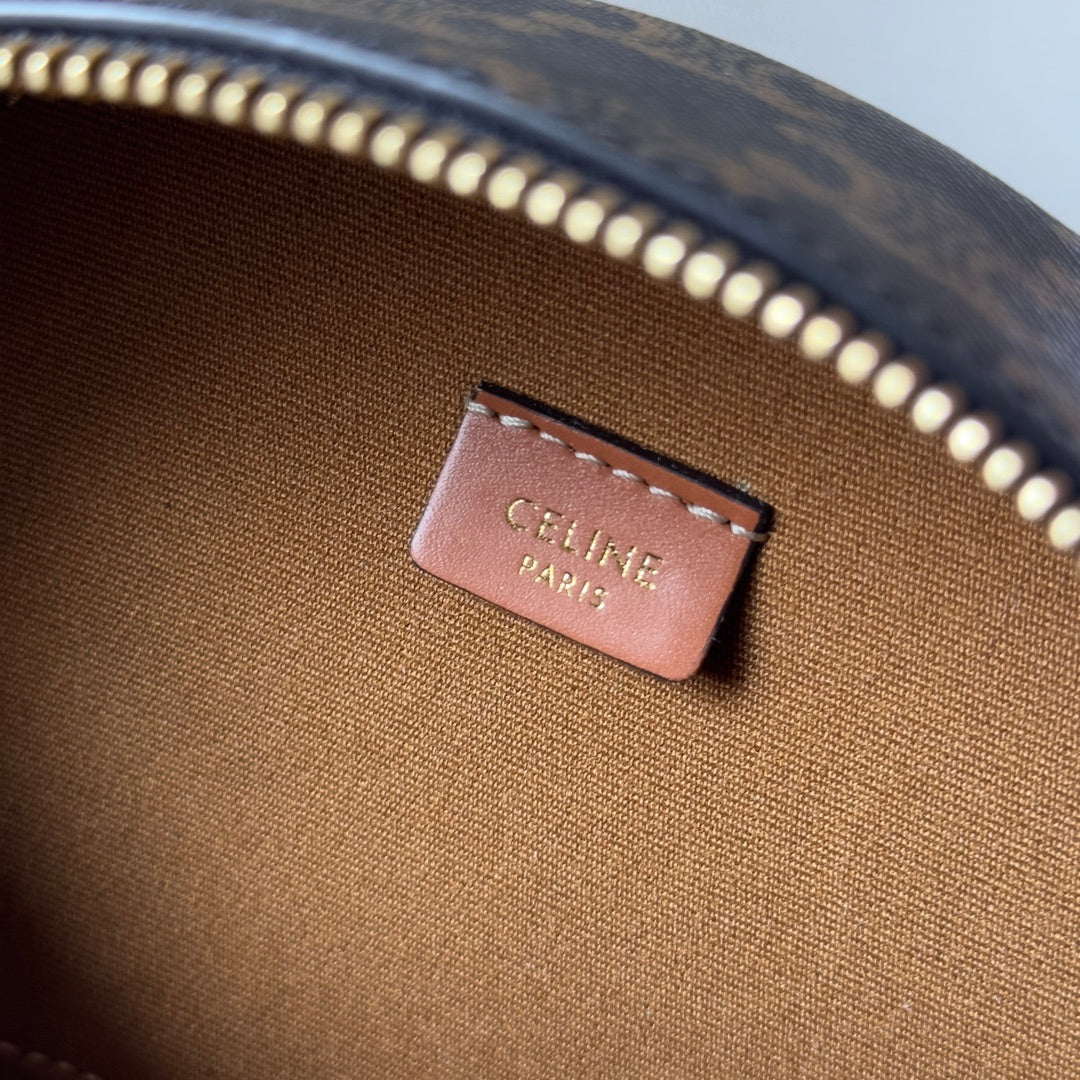 HALF MOON CASE 18 IN BLACK TRIOMPHE CANVAS AND BRONZE BROWN CALFSKIN