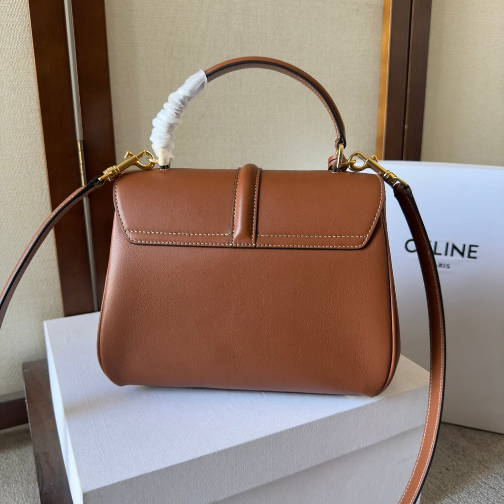 CLASSIQUE BAG 23 IN NUTMEG BROWN CALFSKIN GOLD HARDWARE