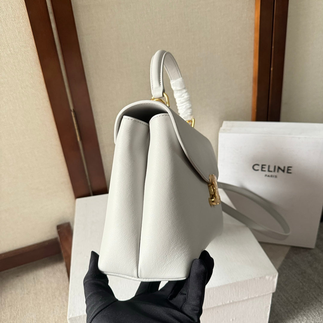 MEDIUM NINO BAG 25 IN WHITE SOFT CALFSKIN GOLD HARDWARE