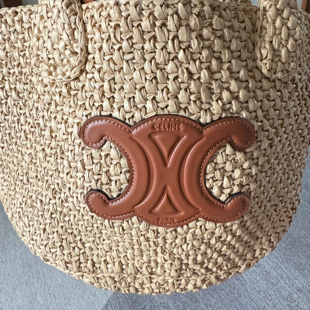TOTE BAG CELINE TRIOMPHE 23 IN BEIGE RAFFIA