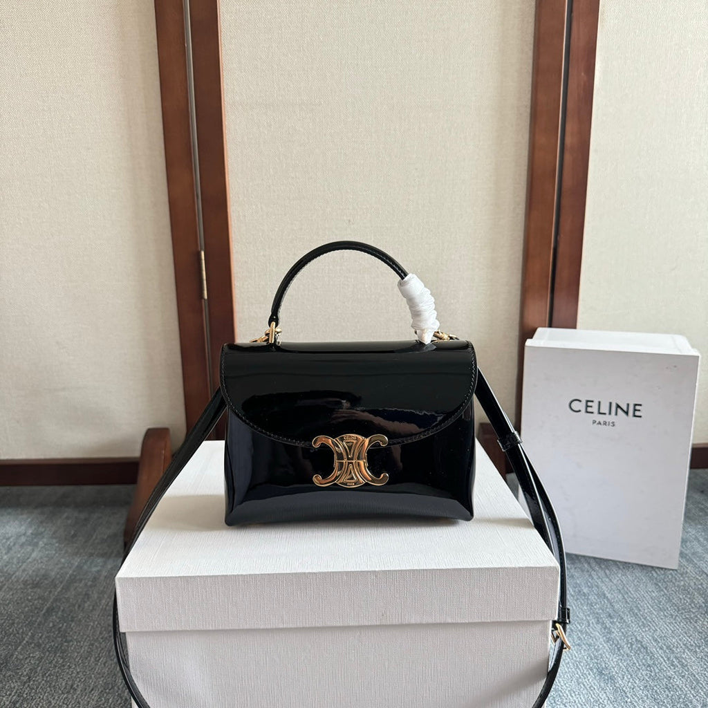 TEEN NINO BAG 20 IN BLACK GLOSSY CALFSKIN GOLD HARDWARE
