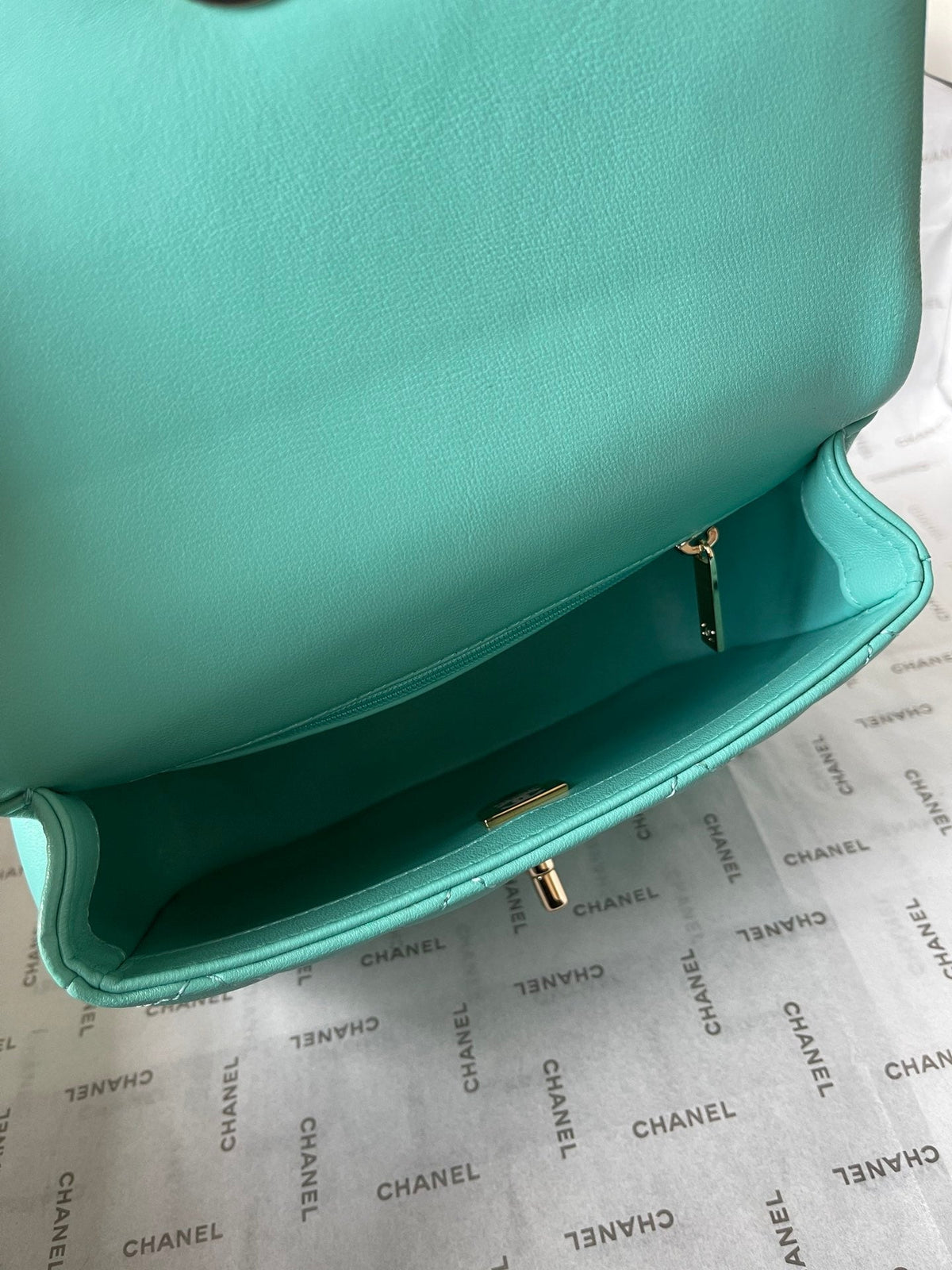 CC 20 BAG IN PERSIAN GREEN CALFSKIN GOLD HARDWARE
