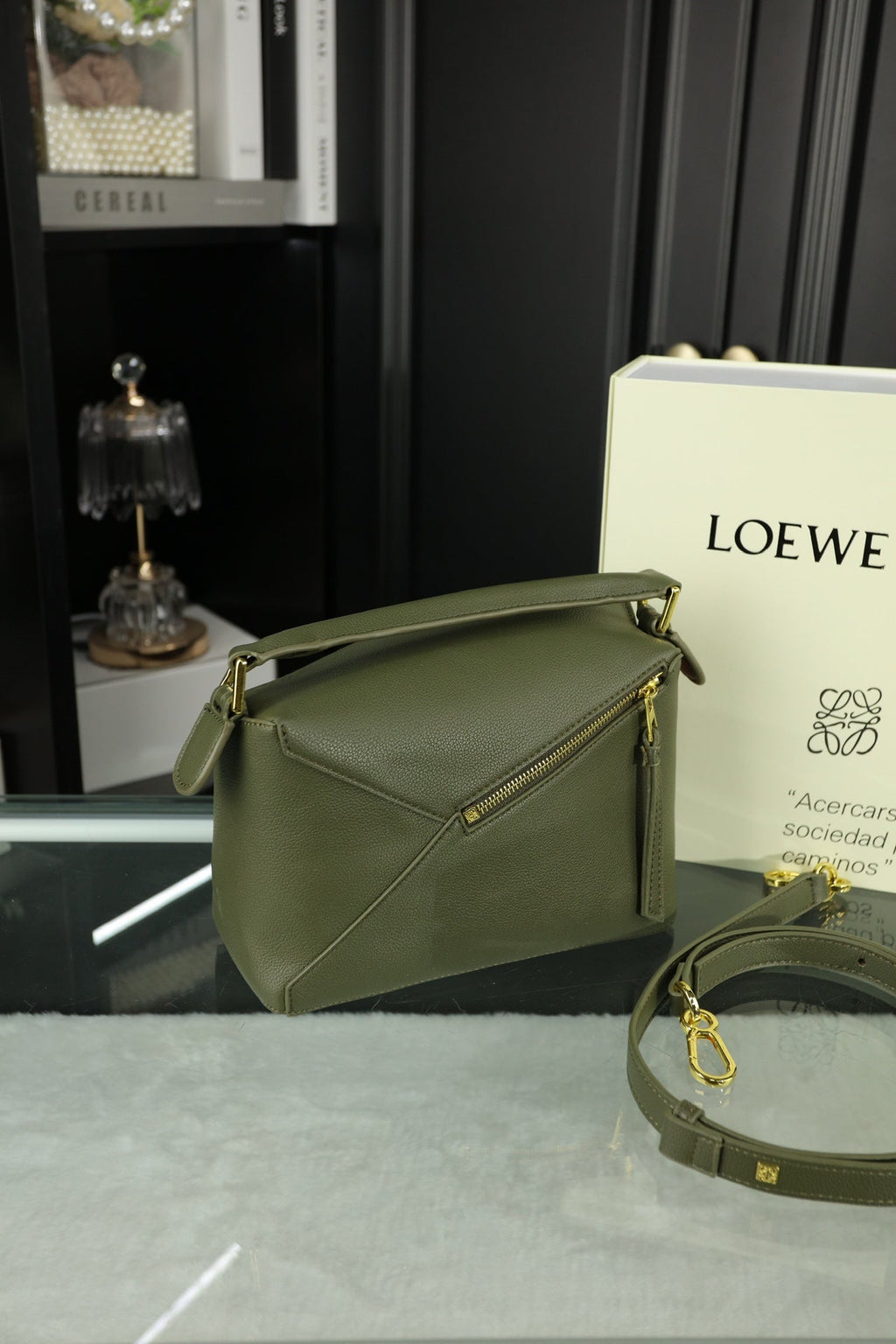LOE MINI PUZZLE 23 BAG IN DARK OLIVE GREEN CALFSKIN