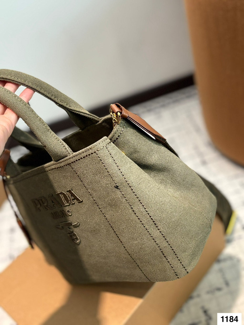 CANAPA TOTE BAG 26 IN OLIVE GREEN DENIM