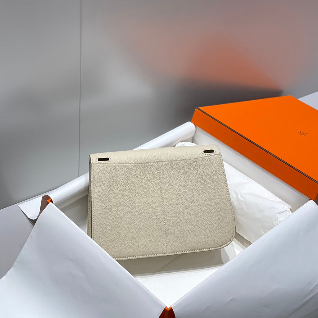 HALZAN 25 HANDLE BAG IN BEIGE GRAINED CALFSKIN