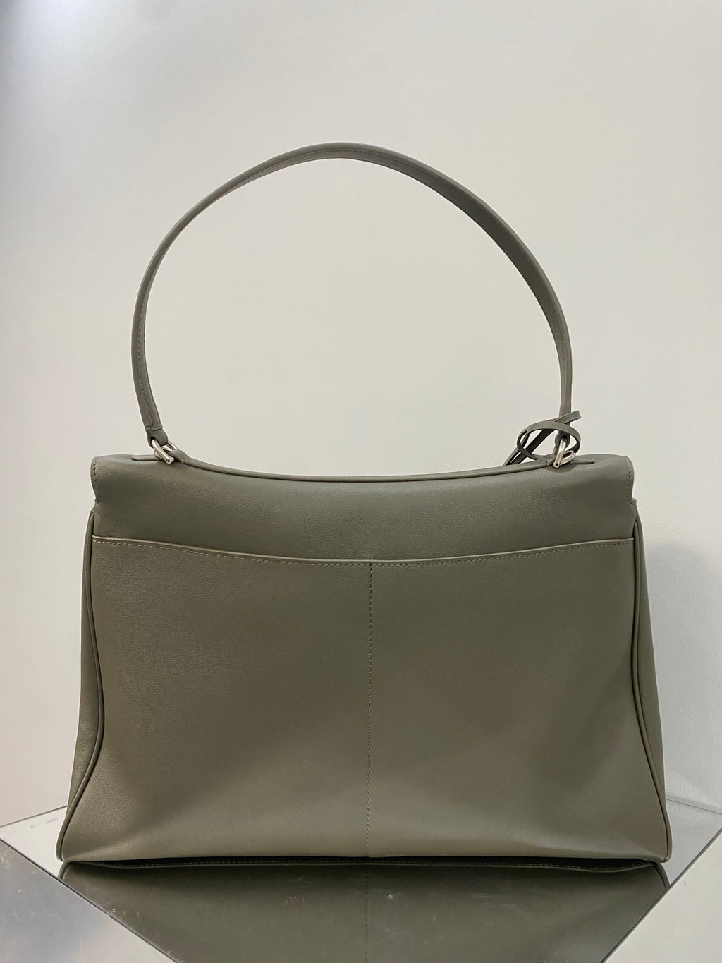 RODEO LARGE BAG 40 IN KHAKI GREEN SMOOTH CALFSKIN SILVER HARDWARE
