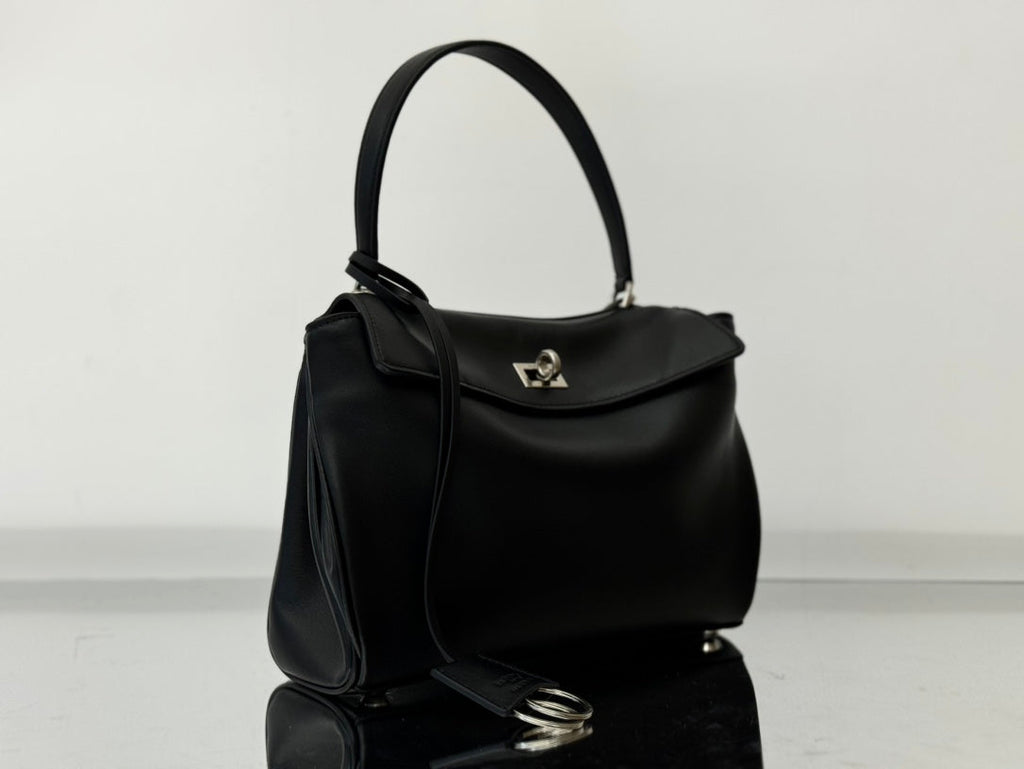RODEO MINI BAG 22 IN BLACK SMOOTH CALFSKIN SILVER HARDWARE