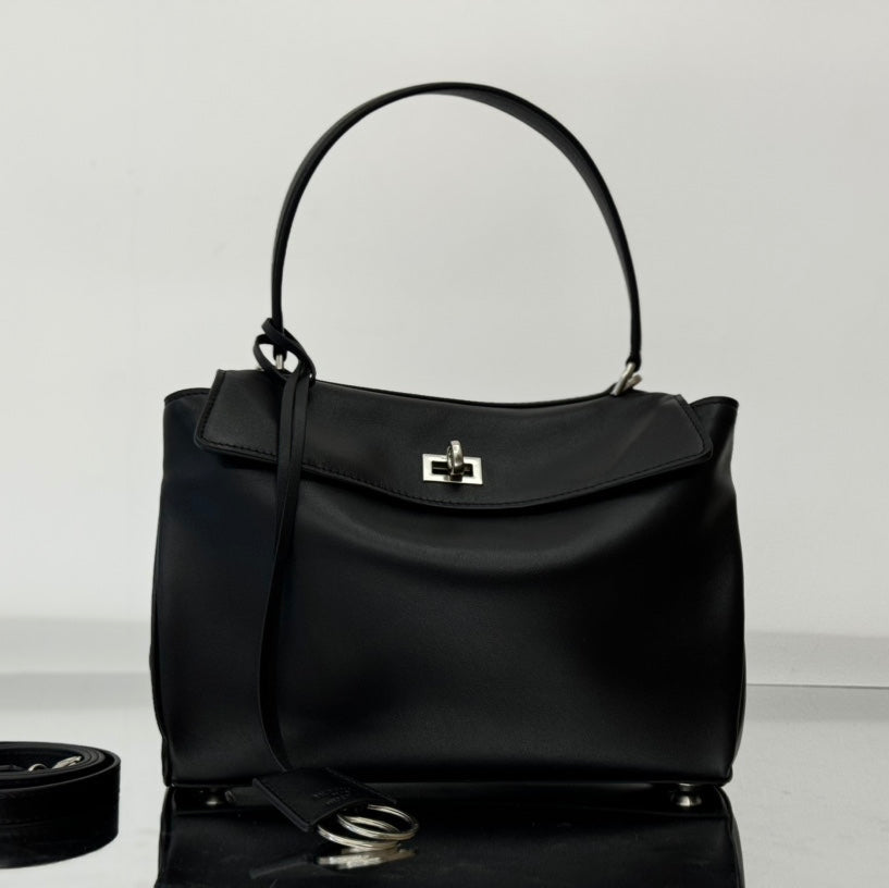 RODEO MINI BAG 22 IN BLACK SMOOTH CALFSKIN SILVER HARDWARE