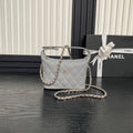 HOBO BAG 21 IN RHINO GRAY GRAINED CALFSKIN GOLD HARDWARE