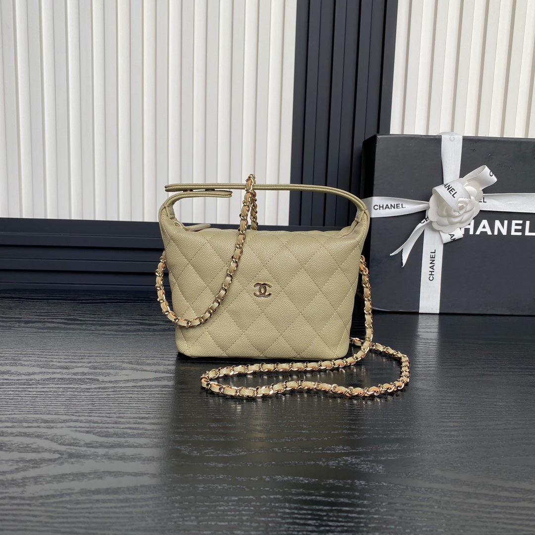 HOBO BAG 21 IN INDIAN KHAKI GRAINED CALFSKIN GOLD HARDWARE