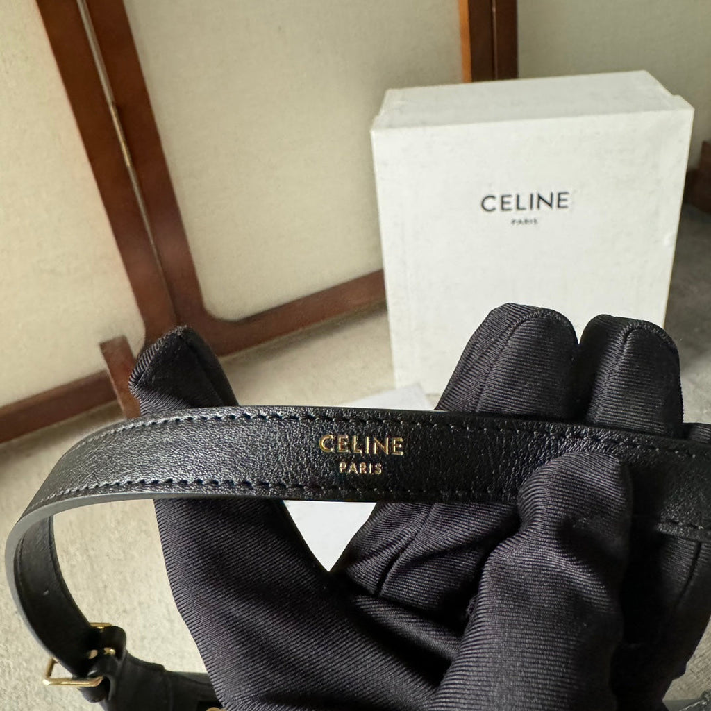 SMALL HELOÏSE BAG CUIR 22 IN BLACK CALFSKIN EMBOSSED LOGO