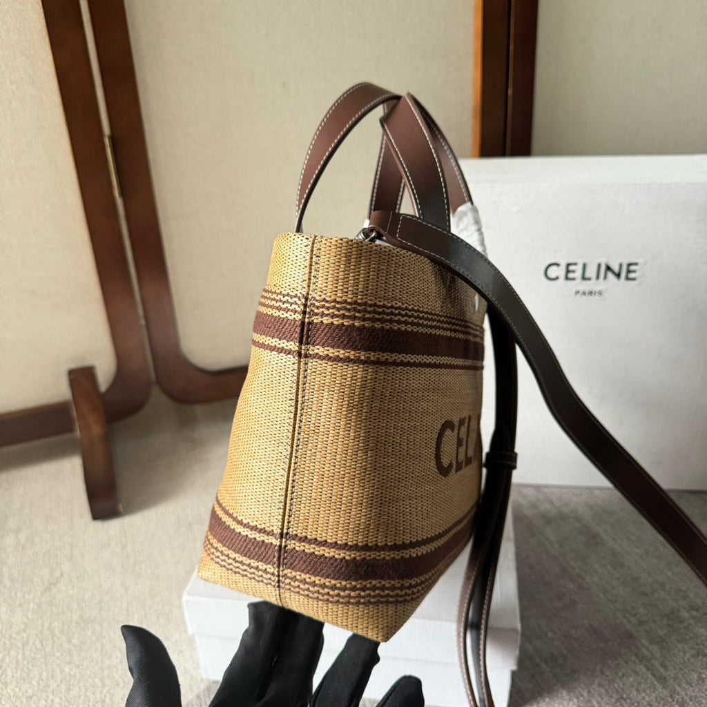 CELINE TOTE BAG 31 IN BROWN RAFFIA CABAS