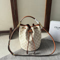 CLARA BAG 24 IN WHITE TRIOMPHE CANVAS AND BROWN CALFSKIN TRIM