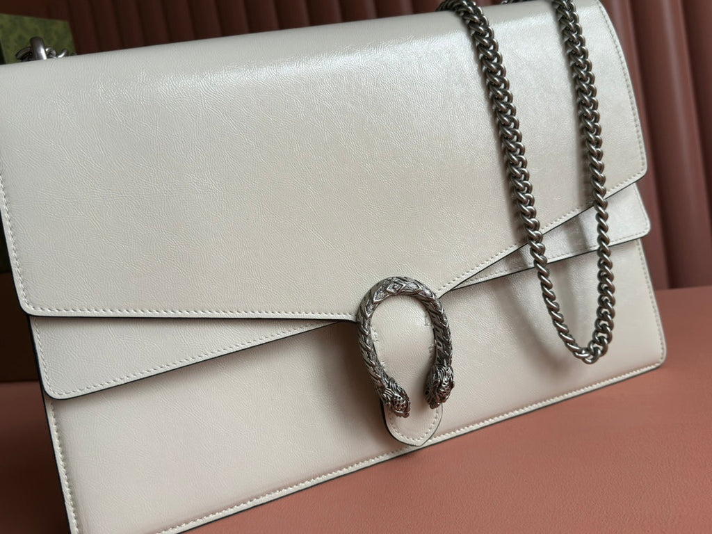 DIONYSUS LAGRE SHOULDER BAG 42 IN OFF WHITE GLOSSY LAMBSKIN