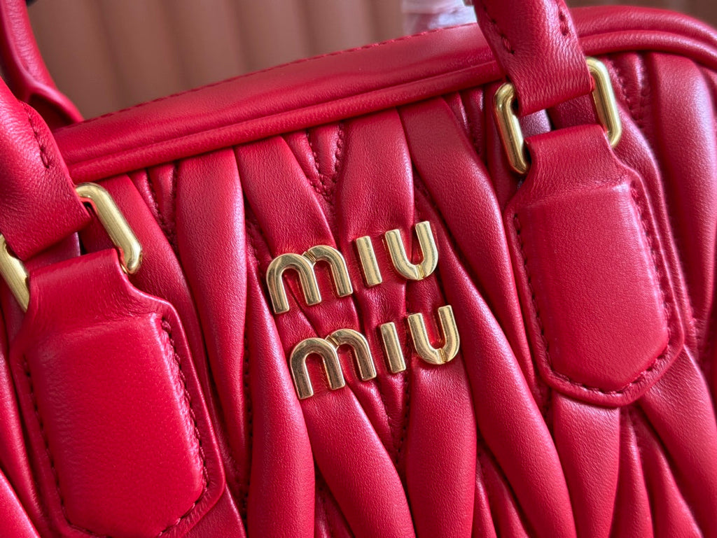 ARCADIE MATELASSÉ BAG 19 IN CERISE RED CALFSKIN GOLD HARDWARE