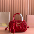 ARCADIE MATELASSÉ BAG 19 IN CERISE RED CALFSKIN GOLD HARDWARE