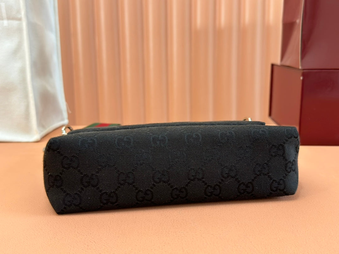 SMALL CROSSBODY BAG 19 IN BLACK CANVAS MONOGRAM LOGO