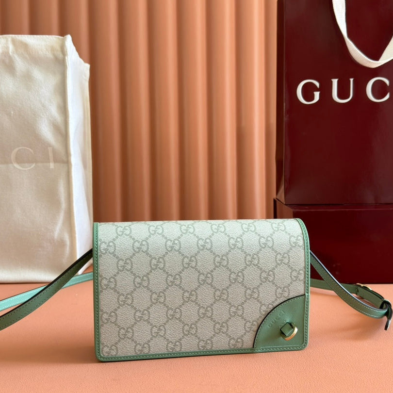 EMBLEM WALLET GG MONOGRAM 20 IN SAGE GREEN SMOOTH CALFSKIN