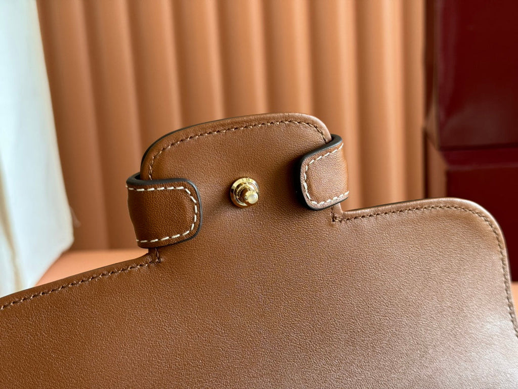 SMALL HORSEBIT 1955 SHOULDER BAG 22.6 IN BEIGE/EBONY GG WITH BROWN CALFSKIN TRIM