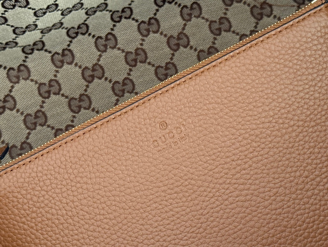 MEDIUM TOTISSIMA REVERSIBLE TOTE BAG 30 IN BROWN CALFSKIN BEIGE AND BROWN GG CANVAS ON SIDE