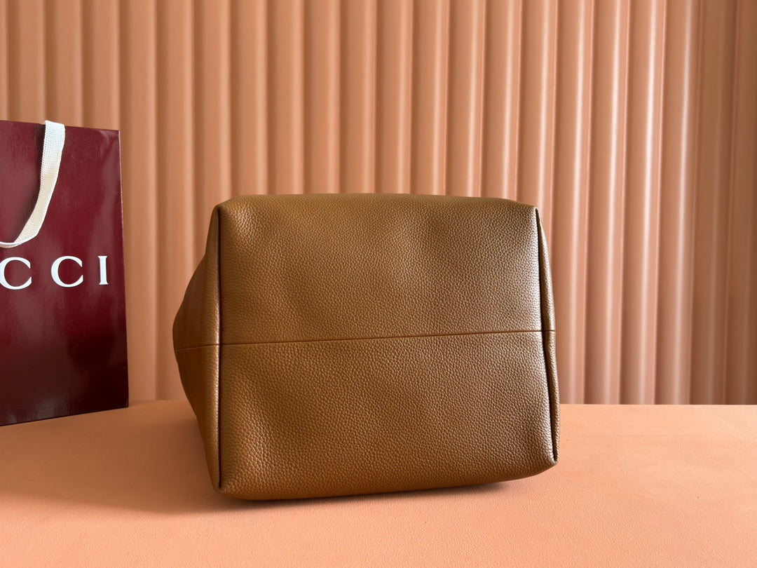 MEDIUM TOTISSIMA REVERSIBLE TOTE BAG 30 IN BROWN CALFSKIN BEIGE AND BROWN GG CANVAS ON SIDE