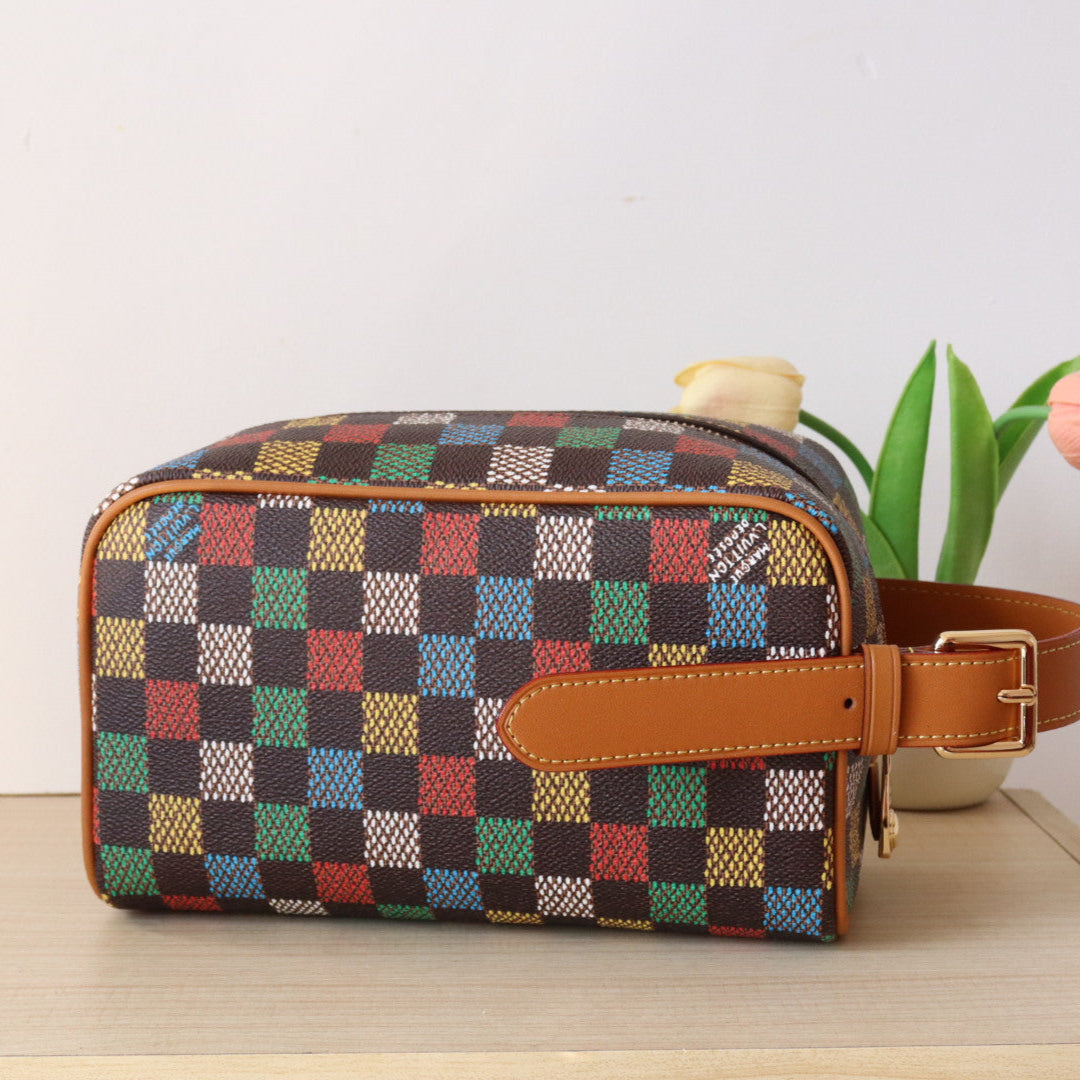 DOPP KIT LOCKER BAG 23 IN COLORFUL DAMIER CALFSKIN