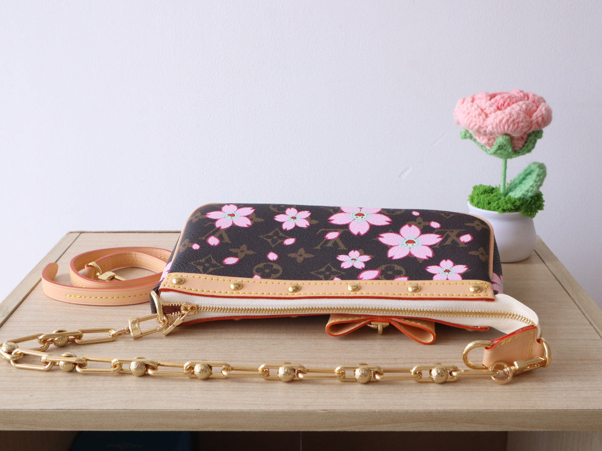 POCHETTE ACCESSOIRES BAG 22 IN SAKURA BROWN MONOGRAM COATED CANVAS
