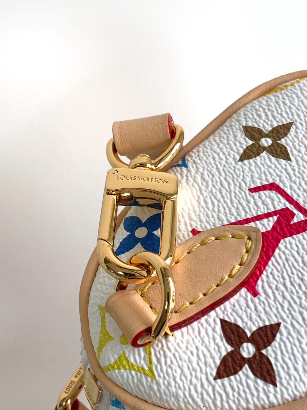 NANO SPEEDY BAG 16 IN COLORFUL MONOGRAM PATTERN AND WHITE COATED CANVAS