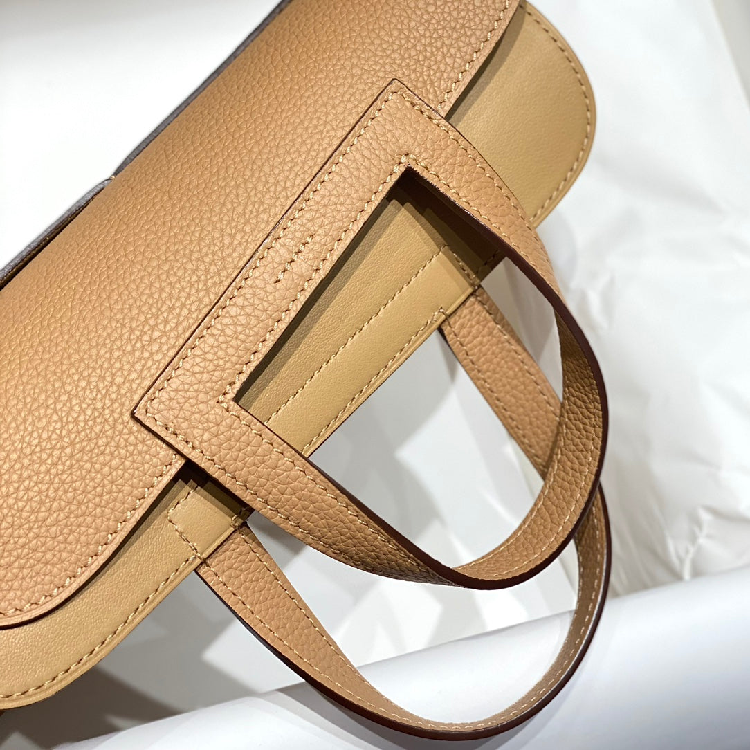 HALZAN 25 HANDLE BAG IN TORTILLA BROWN GRAINED CALFSKIN