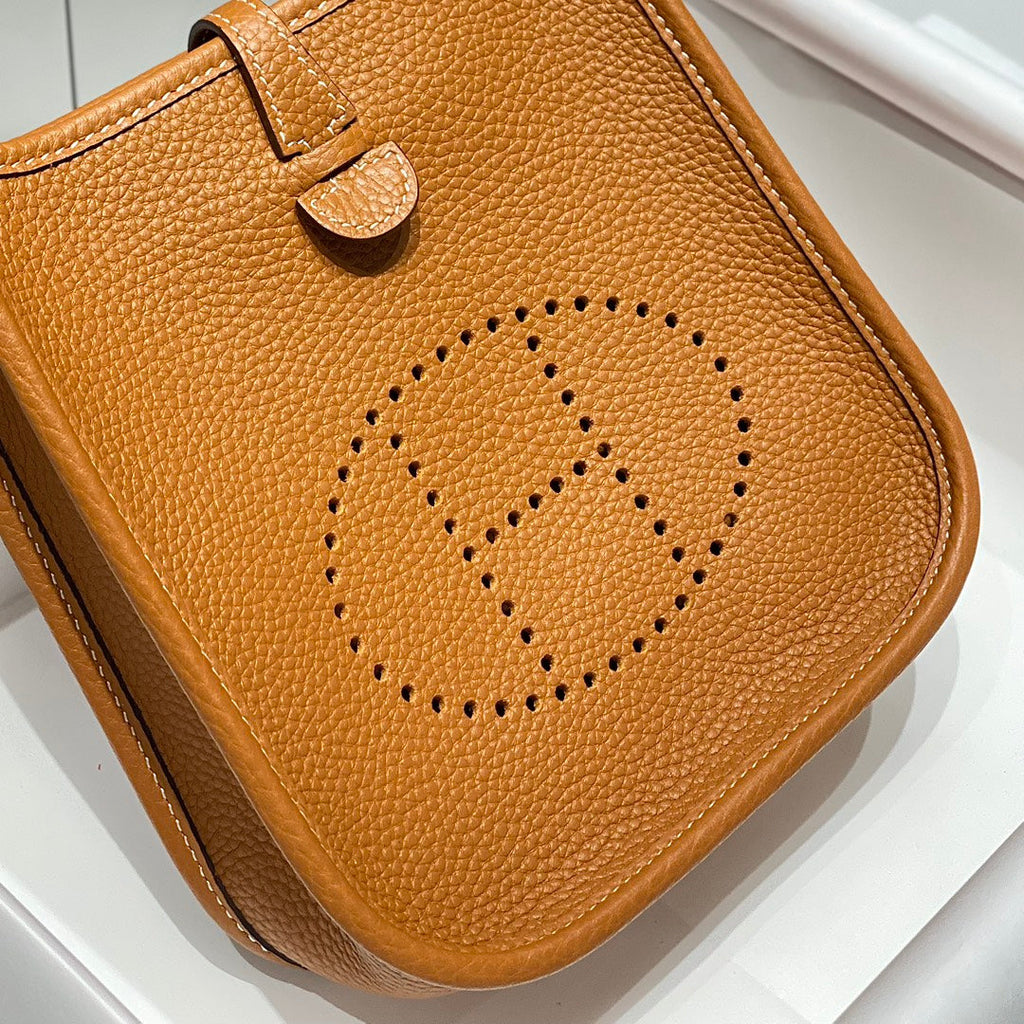 MINI NEO 18 EVELYNE BAG IN TAWNY BROWN GRAINED CALFSKIN