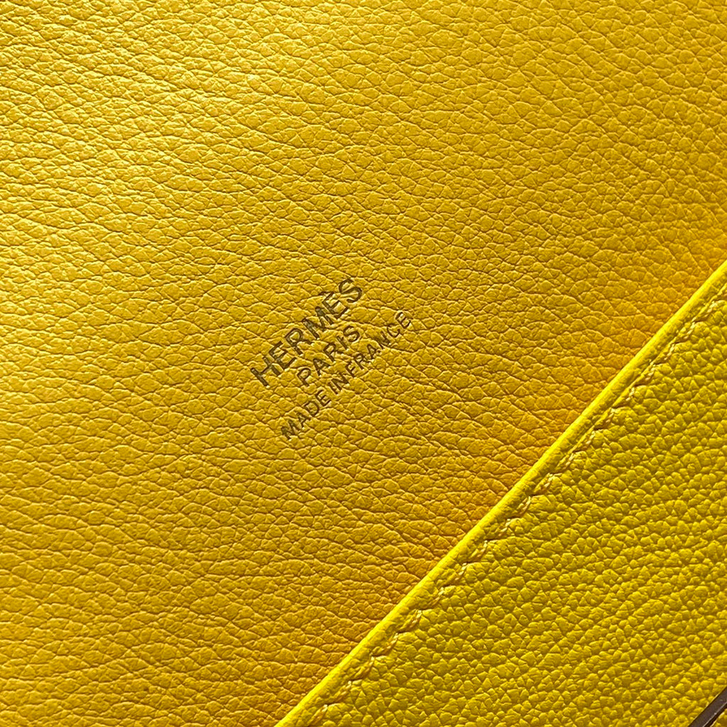 HM ROULIS 18 MINI BAG IN ANZAC YELLOW CALFSKIN GOLD-TONE HARDWARE