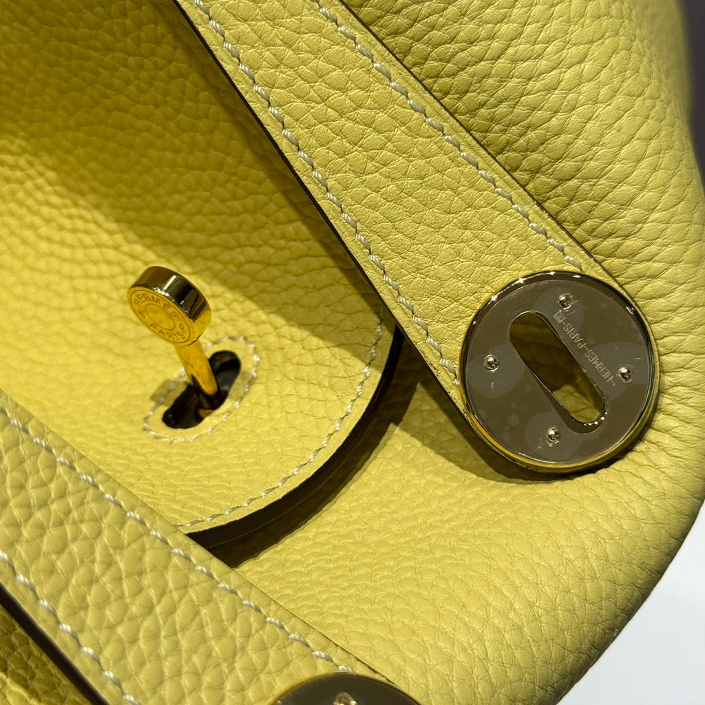 HM LINDY 30 BAG IN YELLOW TOGO LEATHER GOLD HARDWARE