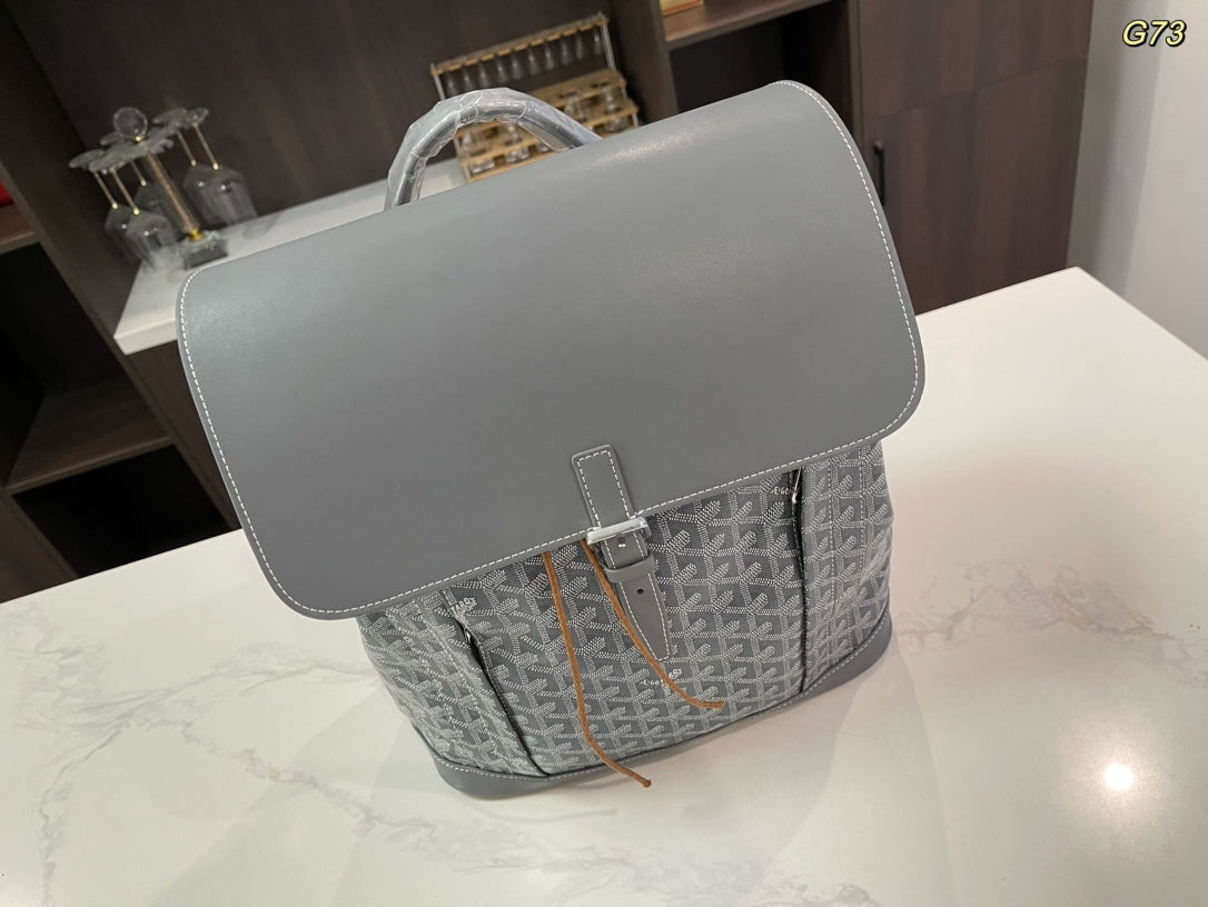 ALPIN BACKPACK 37 IN GREY LAMBSKIN AND GOYARDINE CANVAS