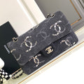 CC 25 FLAP BAG IN BLACK DENIM WITH STRAP